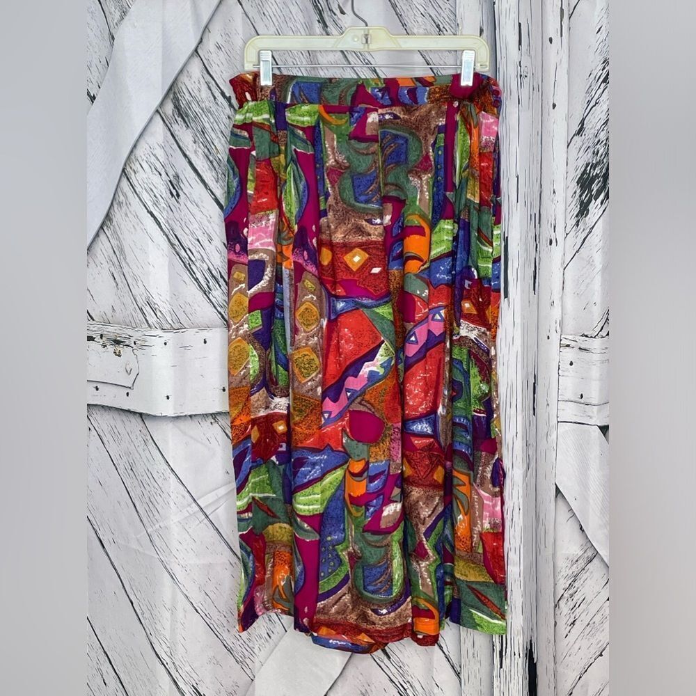 VTG 90s Abstract Artsy Palazzo Pant Set/Suit M - Picture 7 of 12